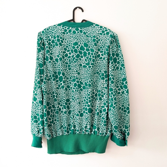 Vintage Funky Shoulder Padded Shiny Cardigan In Size 14 - Picture 6 of 7